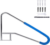 Garvee Pool Rail 55"x 32", 304 Stainless Steel 385LBS Load Capacity Silver Rustproof Pool Handrail for Inground Pool with Blue Grip Cover & Accessories