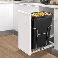 Garvee Pull Out Trash Can Under Cabinet, Stainless Steel Slide Out Garbage Can Shelf Under Sink, Adjustable Slide Out Shelf for Waste Can Under Kitchen Sink for 30L Trash Can, Trash Can Not Included