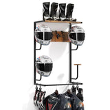 Garvee Motorcycle Helmet Holder Wall Mount, 120 lb Garage Gear Organizer with 4 Helmet Stands, 4 Glove Clips, 4 Hooks & Jacket Rod
