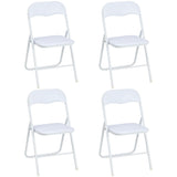Garvee Folding Chairs with Padded Seats, White Metal Folding Chairs with Non-Slip Feet Pads for Desks Home Office Steel Guest Reception Party Poker Stackable Conference Chairs - Set of 4 - White (A)