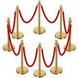 Garvee 8Pack Stanchions with 5FT Black Ropes, Crowd Control Barrier, Black Stanchions Queue Barrier Line Divider, Fillable Plastic Base, Theaters Clubs Hotels Museums Exhibition