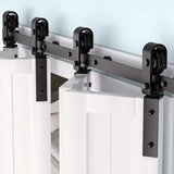 Garvee 72 in Bifold Sliding Barn Door Hardware Track Kit, Side Mounted Black Roller, Heavy Duty, Smooth Quiet Operation, For 4 Doors, Black