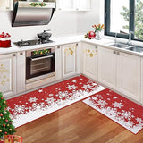 Garvee Christmas Kitchen Rug Sets Xmas Holiday Christmas Snowflake Kitchen Mat Sets 2 Pieces Non-Slip Doormat Area Runner Rug Set Floor Mat for Home Decoration, 17"x29"+17"x47" - Christmas Snowflakes