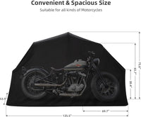 136" x 54" Heavy Duty Motorcycle Storage Shed, Black