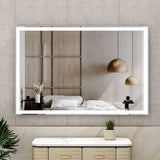 Garvee 60x40 Inch LED Bathroom Mirror With Touch Control, IP44 Waterproof, Aluminum Frame, Silver