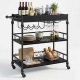 Garvee Bar Cart With 4 Wheels - Portable Bar Cart For Home And Events, Compact Size, Black