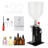 Garvee 5-50ml Manual Paste Liquid Filling Machine - Adjustable Bottle Filling Machine With 10L Transparent, Lightweight Design for Creams Perfume Drink Medicine - 5-50ml with shelf / Black - Black