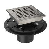 Garvee 4 Inch Square Shower Floor Drain, Brushed Nickel High Flow Shower Drain Kit with Flange, Removable Grid Cover and Hair Filter, Food-Grade SUS 304 Stainless Steel, CUPC Certified(Brushed Nickel) - Brushed Nickel