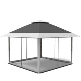 Garvee 12x12 Pop Up Gazebo Outdoor Canopy Shelter with Mosquito Netting 4 Stanbags Instant Gazebo Tent for Lawn, Garden, Backyard, Deck (Charcoal Gray + Light Gray) - Grey