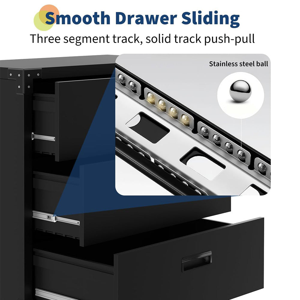Garvee Rolling Tool Cabinet Metal Storage With Wheels 3 Drawer For Garage Workspace, Durable Metal, Spacious, Black