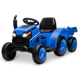 Garvee Ride - P Series: Kids Ride on Tractor with Trailer, Kids’ Electric Vehicles with Wear-Resistant Wheels, LED Headlights, Music & USB Port, Kids Ride on Car Toys for Toddlers Kids, Blue - Blue