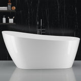 Garvee SZ2 59" Freestanding Soaking Tub in Sloped Lumbar Support Design with Chrome Overflow and Drain, cUPC Certified, White - white