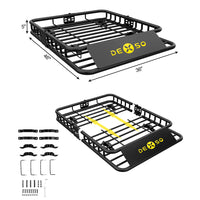 Garvee 46" x 36" Universal Roof Rack Basket, Heavy Duty Cargo Carrier for SUVs, Trucks, Vehicles, 200 Lbs Capacity, Black