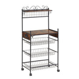 Garvee Kitchen Bakers Rack Removable Microwave Oven Stand with Wire Basket Wheels with Anti-Skid Locks for Kitchen Storage, Spices, Pots, Pans, Space-Saving Design