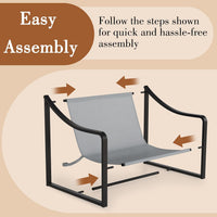 Garvee Mid-Century Modern Sling Accent Chair, Comfy Fabric Living Room Chairs with Heavy Duty Metal Frame, Lounge Reading Armchair for Living Room Bedroom, Easy Assembly, Gray