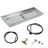 Garvee 30″×10″ In Drop In Fire Pit Burner Kit, Stainless Steel Fire Pit Kit with Burner, Hose Kit, Insert Rectangular Fire Pit Burner Pan for Natural Gas, Propane, Outdoor Fire Pit Pan Kit
