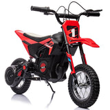 Garvee Ride - T Series: 24V Kids Electric Dirt Motorcycle for Kids Ages 13+, 250W Electric Off-Road Motorcycle,Up to 13.6MPH, Twist Grip Throttle,Metal Suspension,Air-Filled Tires,Leather Seat - Red - Red