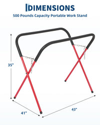 Garvee Portable Workbench Folding Work Stand Heavy-Duty Automotive Fender Bumper Stand 3.3ft x 2.6ft Adjustable Padded Powder-Coated Rubber Feet