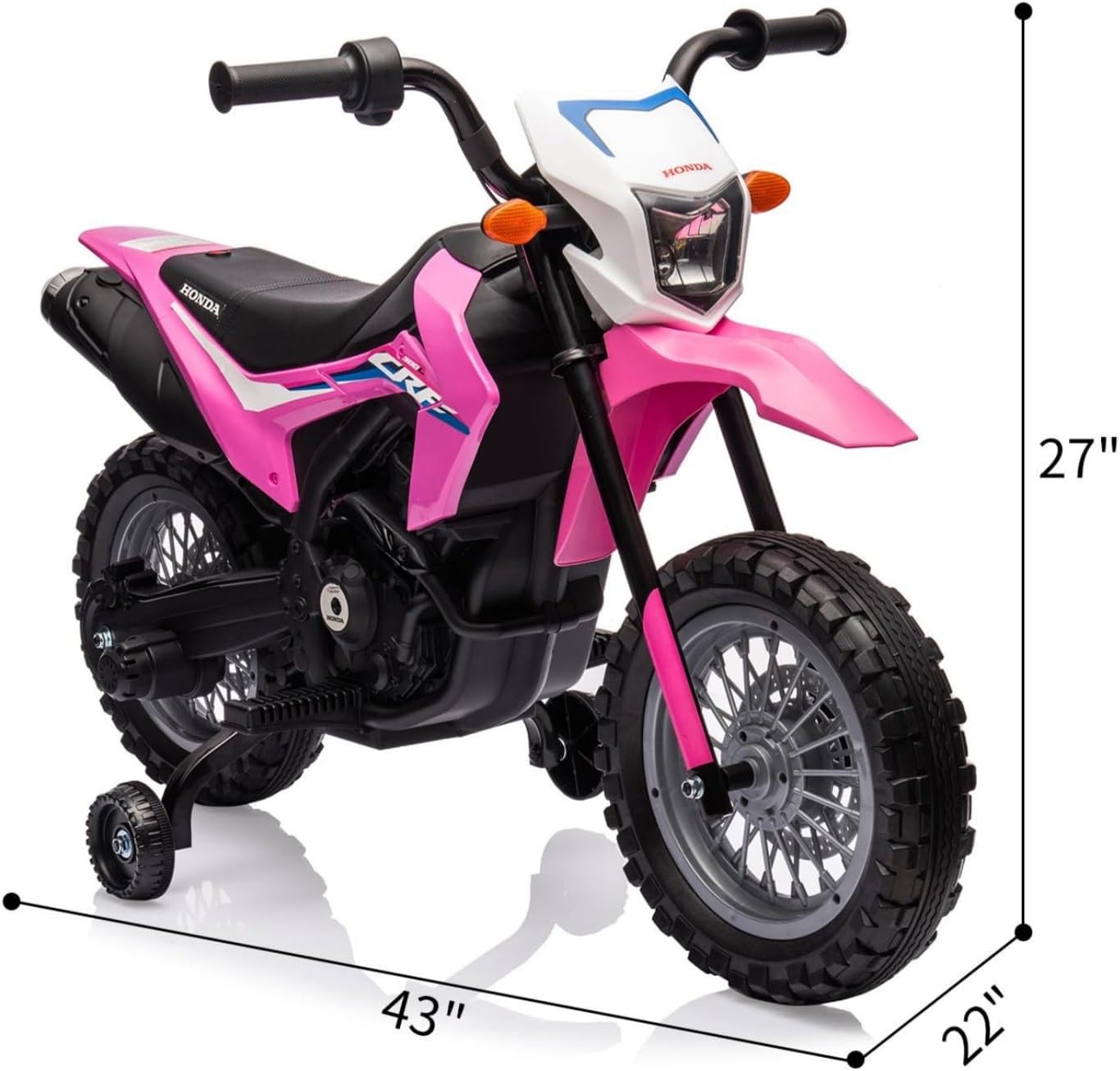 Garvee Ride - P Series: Kids Electric Ride on Motorcycle, Licensed Honda Battery Powered Motorbike Toy, with Training Wheels, Rechargeable Battery, Headlight, Engine Sounds, for Children Girls Boys - Pink
