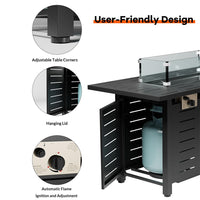 Garvee 44 Inch Gas Firetable, 48000 Btu Outdoor Propane Fire Pit with Lid, Glass Wind Guard, Waterproof Cover, 2 in 1 Firepit Table On Patio Deck Garden Backyard