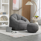 Garvee Bedding Bean Bag Sofa Chair High Pressure Foam Bean Bag Chair with Footrest Compressed Foam Padding for Living Room Relaxation - Grey