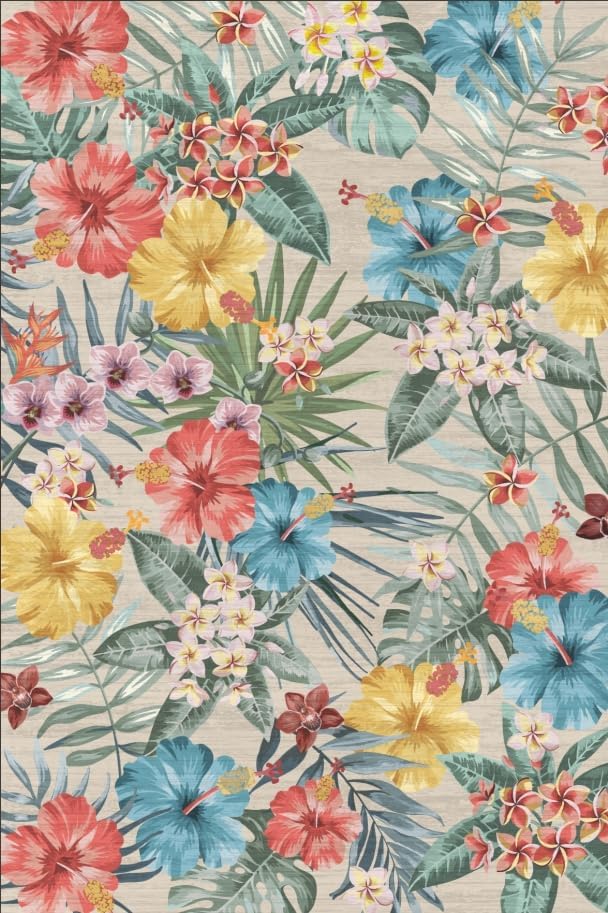 Garvee Bedroom Rug Washable Area Rug Non Slip Low Pile Boho Floral Carpet Beige 6x9ft