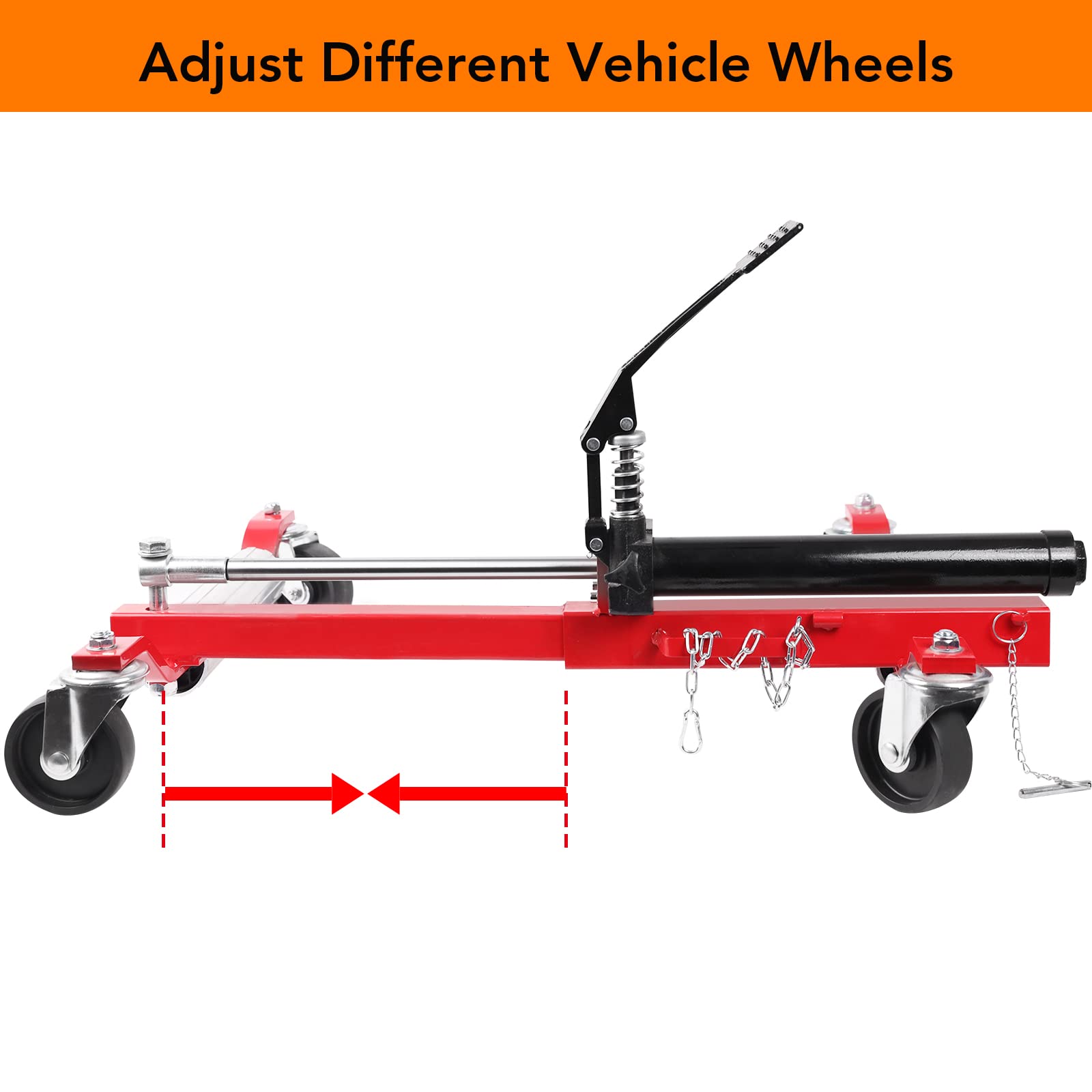 Garvee 4Pcs Car Wheel Dolly Hydraulic Tire Jack 12'' Wheel Vehicle Positioning Jack Red for Auto Repair Garage Towing