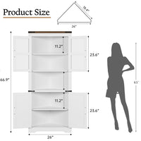 Garvee Farmhouse Corner Cabinet, Tall Corner Storage Cabinet with Barn Door & Adjustable Shelves, Bathroom Cabinet with Storage for Living Room, Kitchen, Bathroom, White