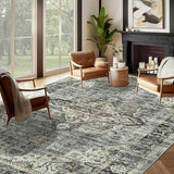 Garvee Oriental Green 9x12 Area Rug for Living Room, Green Vintage Distressed Washable Non-Slip Bedroom Rug, Ultra-Thin Soft Large Area Rug for Bedroom Dining Room - Green