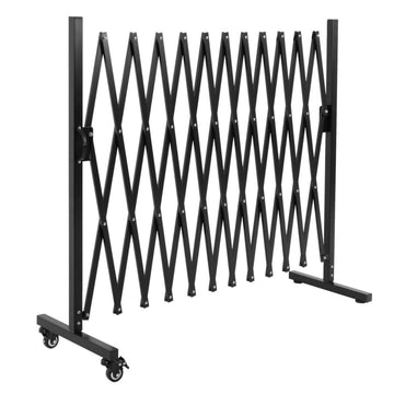 Garvee 6FT Industrial Metal Expandable Barricade With Casters For Construction Traffic Control, Portable, Retractable, Heavy-Duty Steel, Bright Safety Colors
