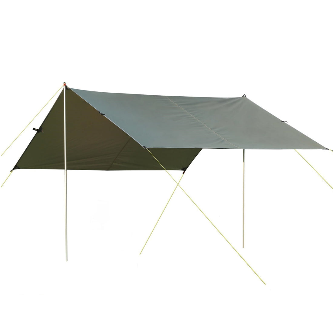 Camping Tarp, Hammock Rain Fly Camping Tarp Waterproof with 2 Aluminum Poles, Lightweight Backpack Tent tarp for Traveling, Green