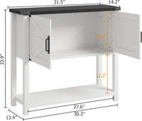 Garvee Farmhouse Entryway Table, Console Table with 2 Storage Cabinets, Coffee Bar Cabinet, Sofa Tables Buffet Sideboard for Kitchen, Hallway, Dining, Living Room-White