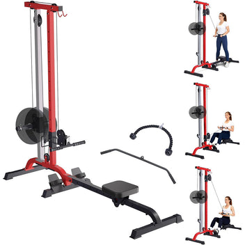 Garvee 2 IN 1 Rowing & Cable Machine, Adjustable Weight & Seat, Multi-Function Home Gym Equipment, Black+Red