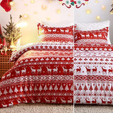 Garvee Christmas Duvet Cover Twin, Soft Microfiber Red Duvet Covers, Reversible Printed Comforter Cover Set Christmas Holiday Decorative Bedding (Christmas Reindeer and Tree, Twin) - Christmas Red