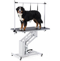 Garvee 43.3 in Hydraulic Pet Grooming Table, Professional Hydraulic Grooming Table w/Max 350 LBS Loading Capacity, 3 Adjustable Nooses, Noose & Non-Slip Top, White