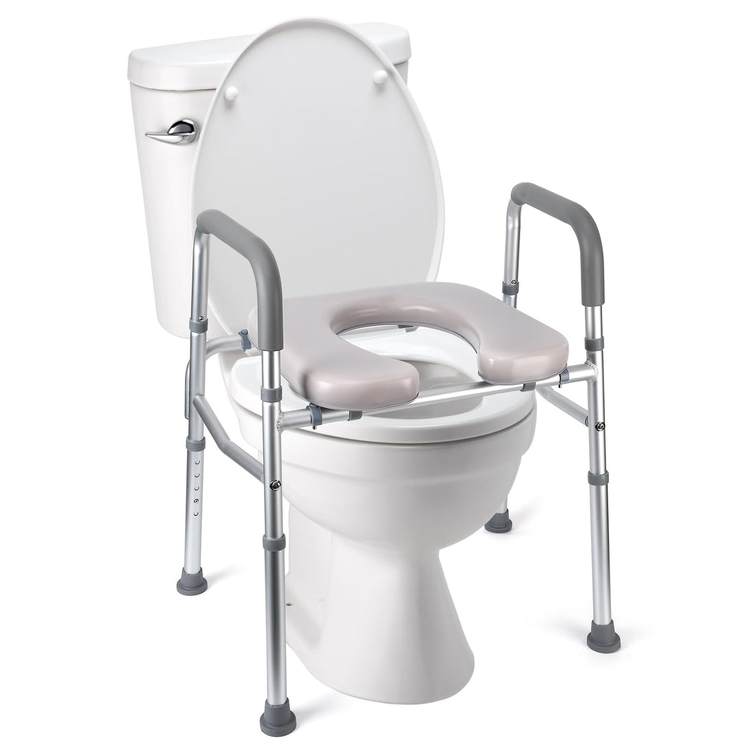 Raised Toilet Seat for Seniors, Safety Assist Shower Chair for Handicapped and Pregnant