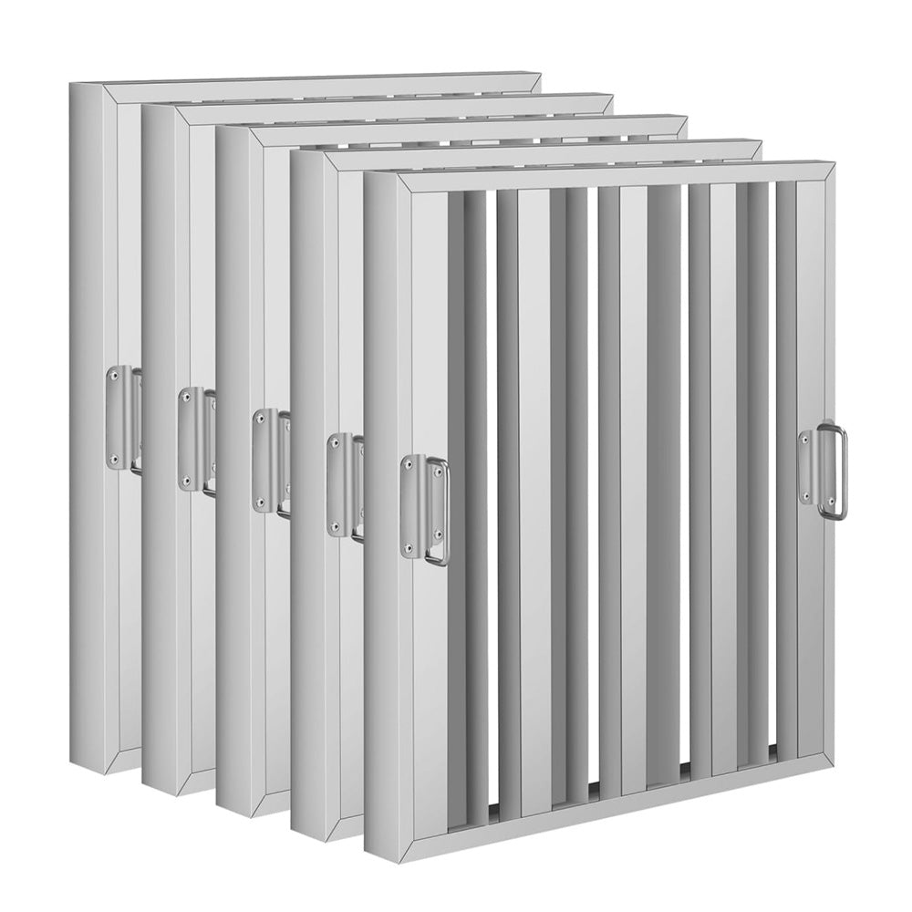 Garvee Hood Filters 19.5W x 19.5H Inch 430 Stainless Steel Commercial Kitchen Range Hood Baffle Grease Filter 5 Pack