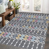 Garvee Rug 4x6 Geometric Washable Faux Wool Soft Plush Indoor Carpet Non-Slip Low Pile for Living Room Bedroom Nursery - Gray