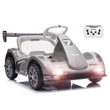 Garvee 6V Electric Racer Go Kart for Kids with 2.4G Remote Control & Pedal Operation, Safety Belt, Music, USB, Compact 20x20x18" - Grey