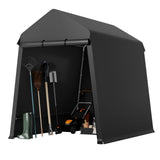 Garvee 7X12FT Heavy Duty Outdoor Shed,Portable Storage Shed,with 2 Rolled Up Zipper Doors,Vents Carports & Waterproof Cover Temporary Shelter for Motorcycle,Gardening Tools and Generator(black) - Black