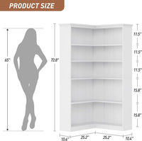 Garvee Farmhouse Bookshelf Corner Bookcase, 72.8” Large Bookcase Wood Bookshelf Tall L Shaped Bookshelf 5 Tier Corner Shelf Display Rack Etagere Shelf Storage for Office Bedroom (Full Panel, White)