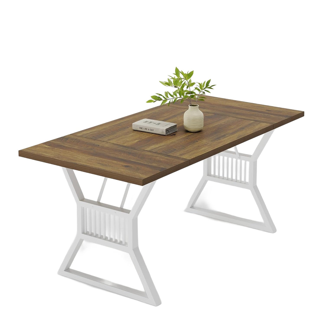 Garvee Dining Table for 6-8, 70.8" Kitchen Table with Heavy Duty Metal Legs, Farmhouse Wooden Dining Room Table for Kitchen, Living Room, Office