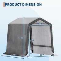 Garvee 6x8FT Outdoor Portable Storage Shed with 2 Roll-Up Doors, Vents, Heavy-Duty 240G Waterproof PE Tarp, UV-Resistant, Galvanized Steel Frame, for Motorcycle & Garden Tools