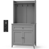 Garvee Pantry Storage Cabinet Spacious Durable Wood Adjustable Shelves Kitchen Organization Home Use - Grey