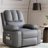 Garvee Widen 22" Power Recliner Chair with Heat and Massage - 360° Swivel Lazy Boy Recliner Chair for Adults, Faux Leather Rocking Chair with Cup Holder for Living Rooms, Bedrooms, and Nurseries - Grey - Gray
