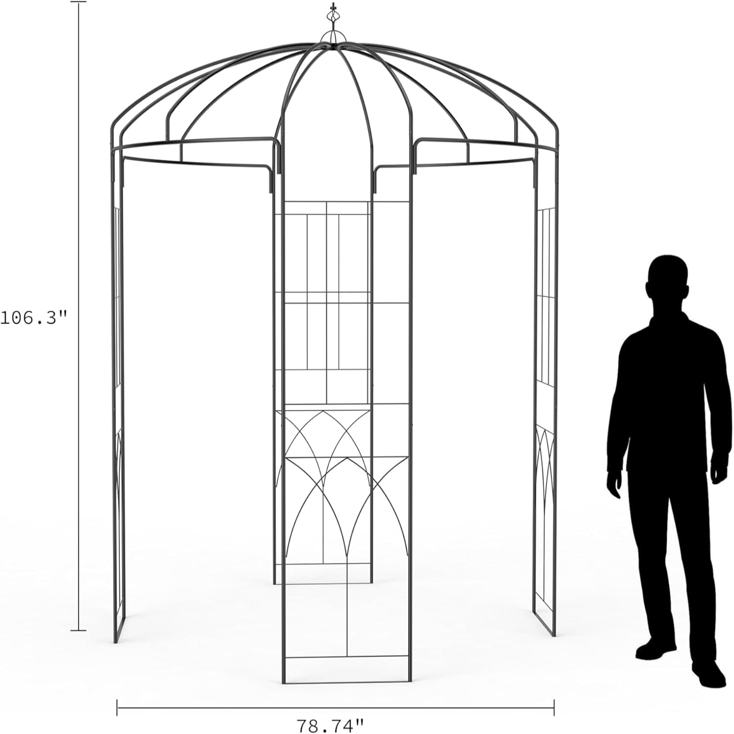 Garvee 8.8 FT Birdcage Garden Arch Metal Arbor Rust-Resistant Reinforced Steel Elegant Climbing Flower Support Patio Backyard Wedding