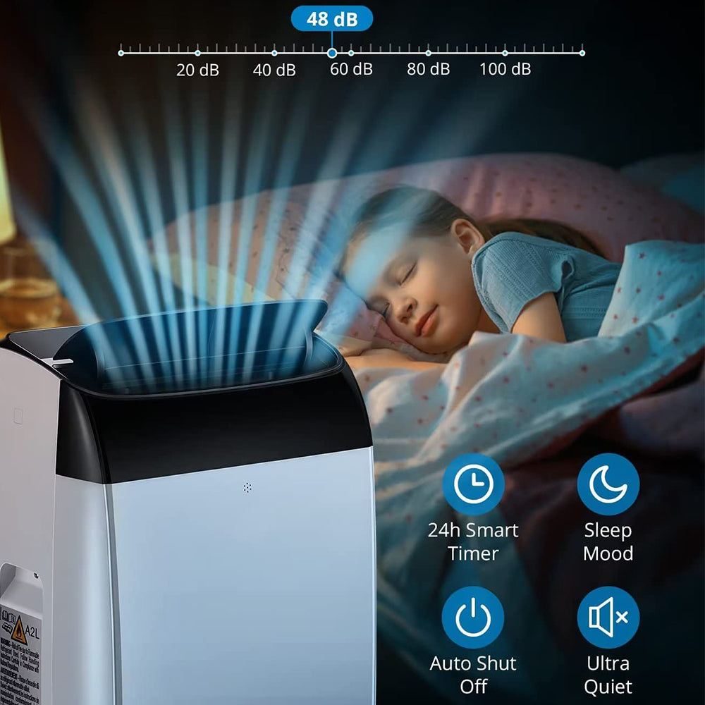 Garvee 14,000 BTU Portable Air Conditioner with Dehumidifier & Fan, Portable AC Units Cools up to 750 Sq. Ft., Remote Control, Auto Swing, Sleep Mode, Black Top