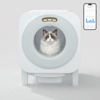 Garvee Automatic Cat Litter Box, 68L Self Cleaning Litter Box with APP Control, Dual Safety Protection and Odor Removal for Multiple Cats, White