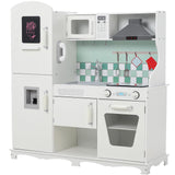 Garvee Play Kitchen for Kids, Wooden Kitchen Playset with Cooking Stove,Oven,Sink, Microwave, Blackboard, Storage Cabinets,Range Hood Pretend Cooking Toys with Sound Light Girls Boys Gift Ages 3+