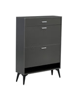 Garvee Shoe Cabinet with 2 Drawers and Open Shelf for Narrow Closet Entryway Living Room Grey One Size Space Saving Modern Design